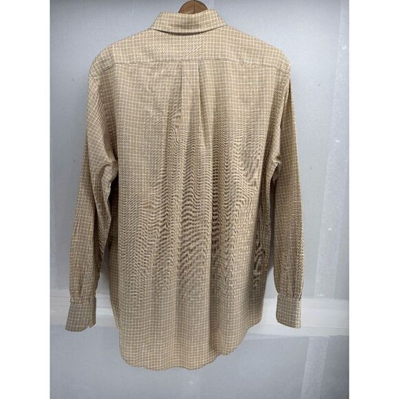 Vintage 90s Lands End Size M Thick Oxford Small Check Plaid Button Down Shirt - Picture 2 of 4